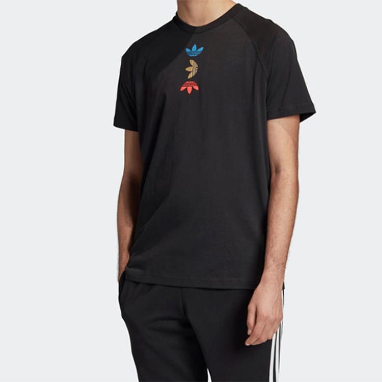 adidas Оригинальная футболка Trefoil Comfort Tag с короткими рукавами, мужские топы, черные FS7346