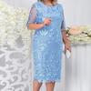 Женское платье Лето с коротким рукавом и вышивкой Женские длинные платья Повседневные платья с круглым вырезом большого размера