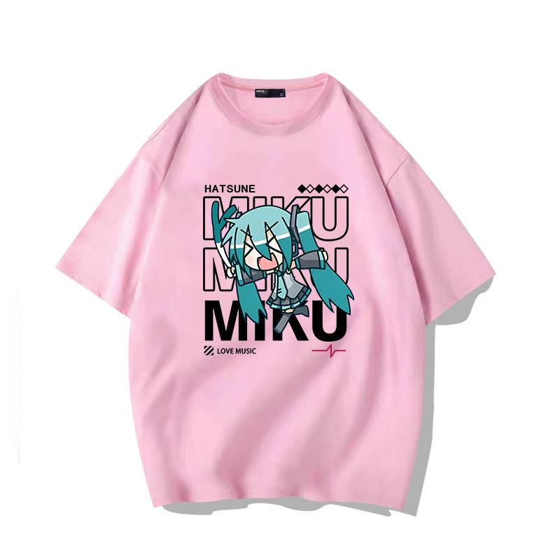 Мужская свободная хлопковая футболка с коротким рукавом для подростков Diva Miku Hatsune