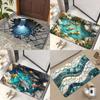 Turtle Koi Printed 3D Visual Effect Mat 2D Flat Door Rug Floor Mat Thickened Bathroom Mat  Kitchen