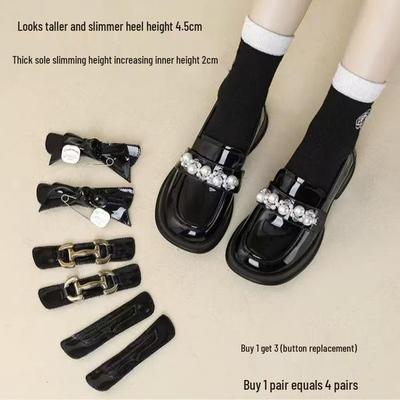 Оформление: Универсальные лоферы 4-в-1 на толстой подошве, увеличивающие рост, 2025 из натуральной кожи на липучках с массивным каблуком.