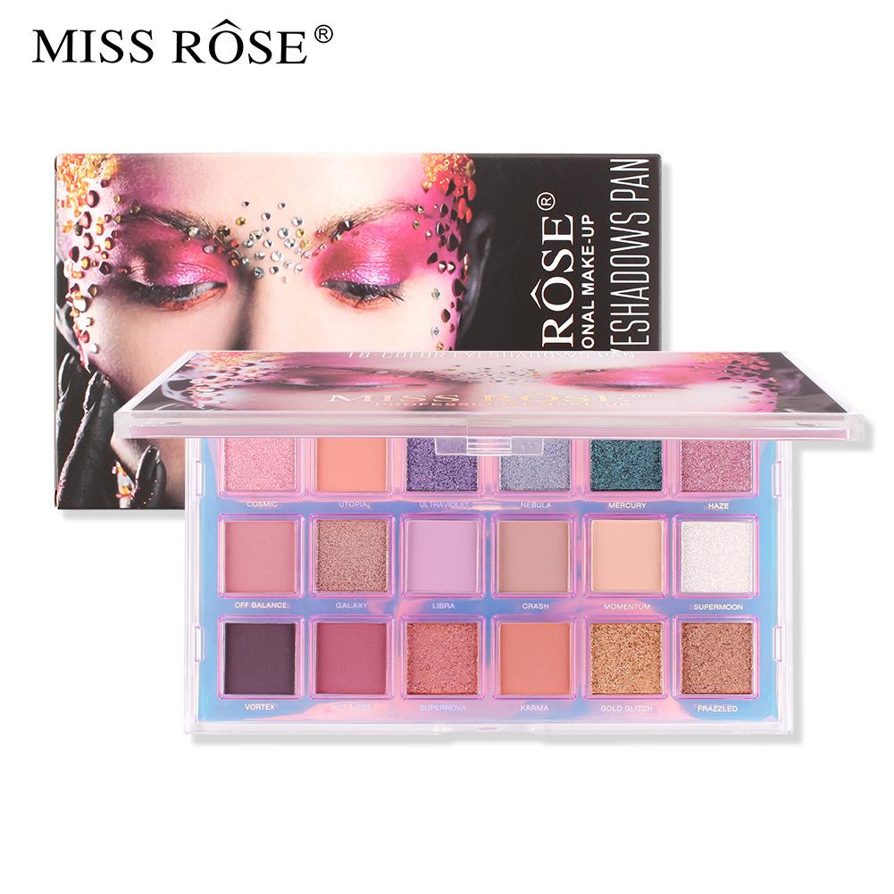 MISS ROSE 18-в-1 Изысканные тени для век для девочек Перламутровые матовые неразмазывающиеся тени для век