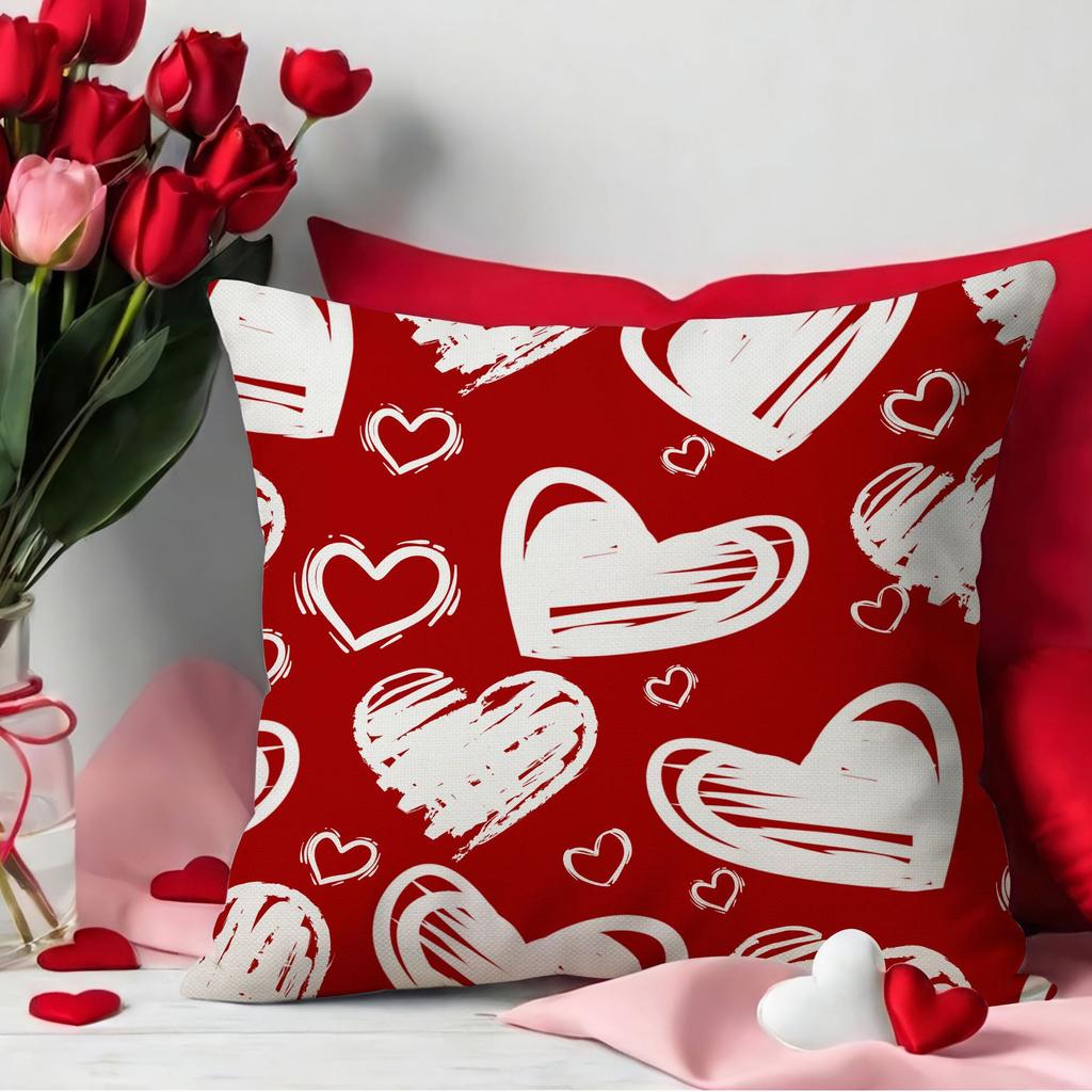 Наволочка на День святого Валентина Льняная с принтом Love Домашняя наволочка для подушки Гостиная Диванная наволочка