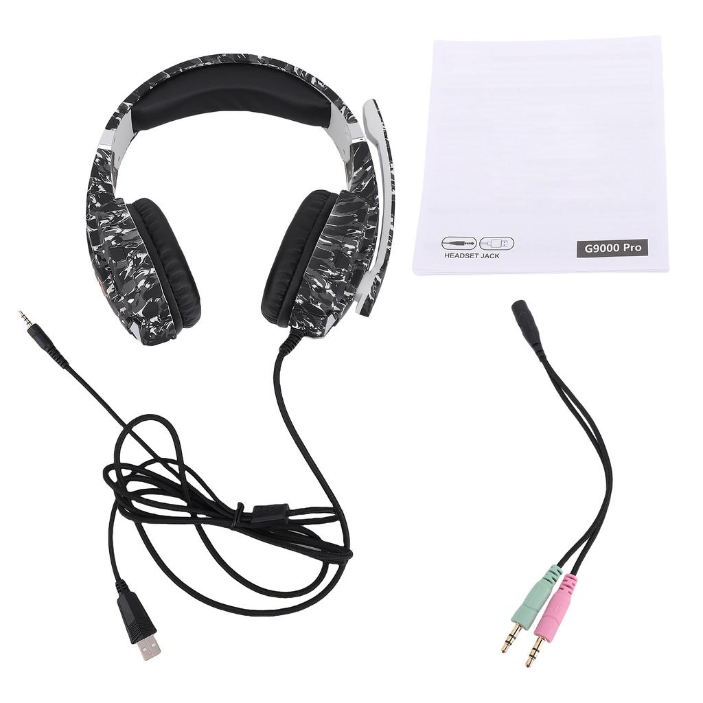 3.5mm Gaming Headset with Noise Isolating Microphone, Over Ear Game Headset with LED Lighting, Volume Control, Mute Key