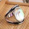 Женское большое овальное многоцветное кольцо на палец из искусственного лунного камня, ювелирный декор, подарок