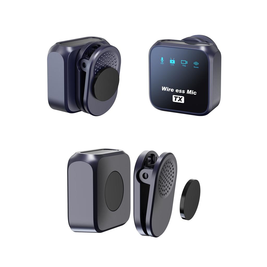 One-Trigger-Two 2.4G Wireless Microphone Magnetic Clip On Mic for Camera 50M Transmission Range