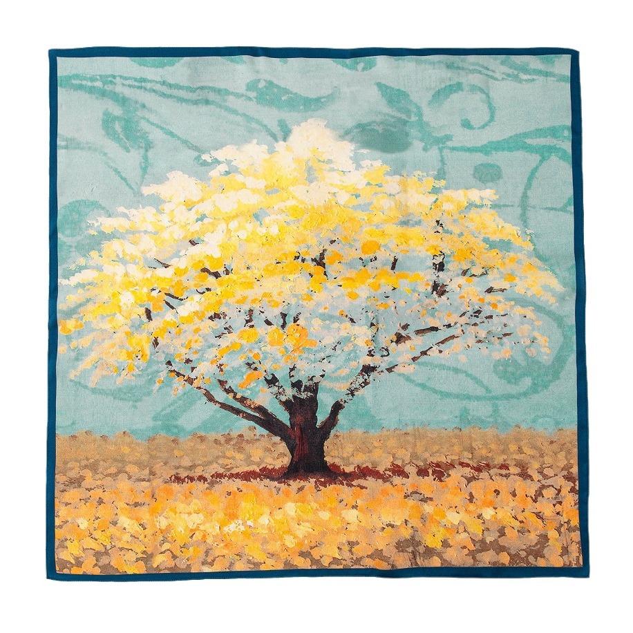 Mulberry Silk Scarf New Retro Winter Beautiful Ginkgo Printing Four Seasons Shawl Sunscreen Dual-purpose