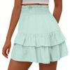 Women's Summer High Waist Ruffle Skirt Cute Flowy Skirt Casual Comfort Wrap Beach Pleated Skirt
