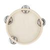 Hand Tambourine with Metal Single Row Jingles Sheepskin Drum Skin Wooden Tambourines