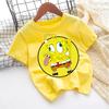 SpongeBob TShirt for Kids Cartoon Design Round Neck for Boys and Girls Cotton Casual Streetwear Short Sleeve Kids Tops