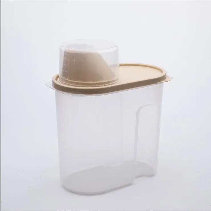 1.9L-2.5L PP Food Storage Box Plastic Clear Container Set with Pour Lids Kitchen Storage Bottles Jars Dried Grains Tank
