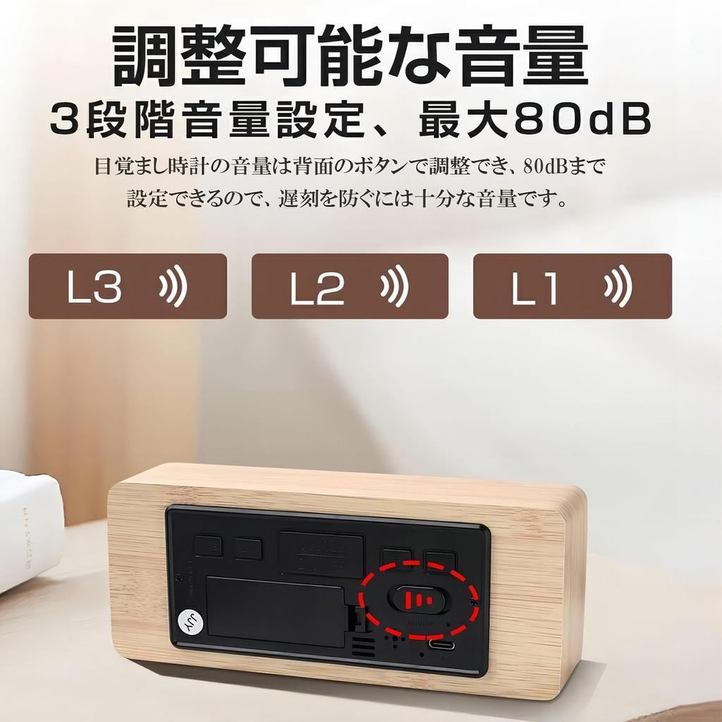 Цифровой будильник громкий 3 термометр и настройка яркости светодиодов дерево для гостиной новоселье японские инструкции в комплекте Радиоуправляемые часы,