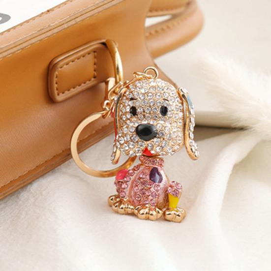 Автомобильный брелок в форме собаки с героями мультфильмов, красочные инкрустированные стразами брелок для ключей, сумка, сувенир, очаровательные модные аксессуары