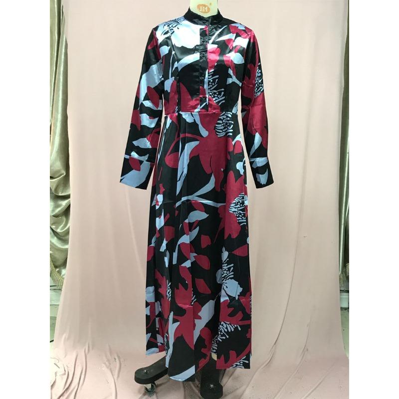 Женские летние длинные платья трапециевидной формы с цифровой печатью и талией