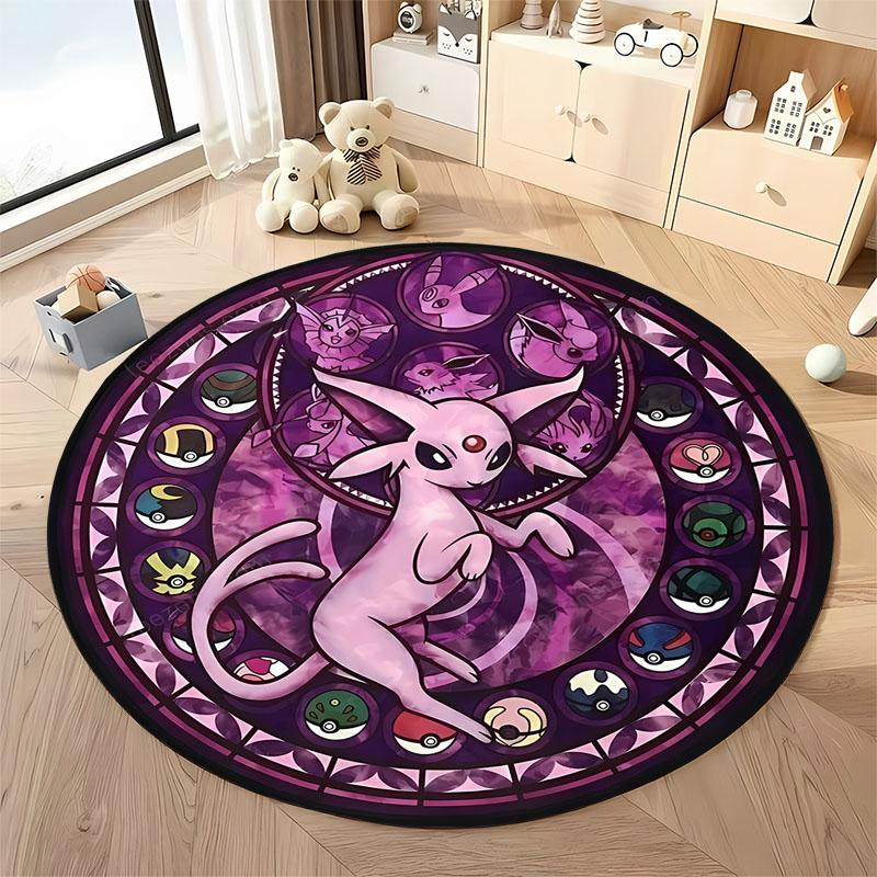 Free Shipping! Cute Pokemon Round Carpet Bedroom Living Room Sofa Decor Mat with Pikachu Charmander Print, Outdoor Camping Rugs