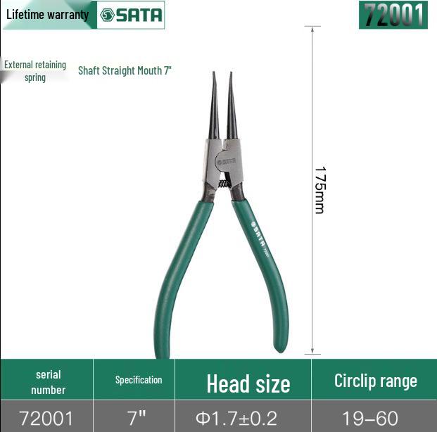 SATA Shida Tools Клещи для стопорных колец валов и отверстий (Модели: 72001, 72002, 72004, 72005)