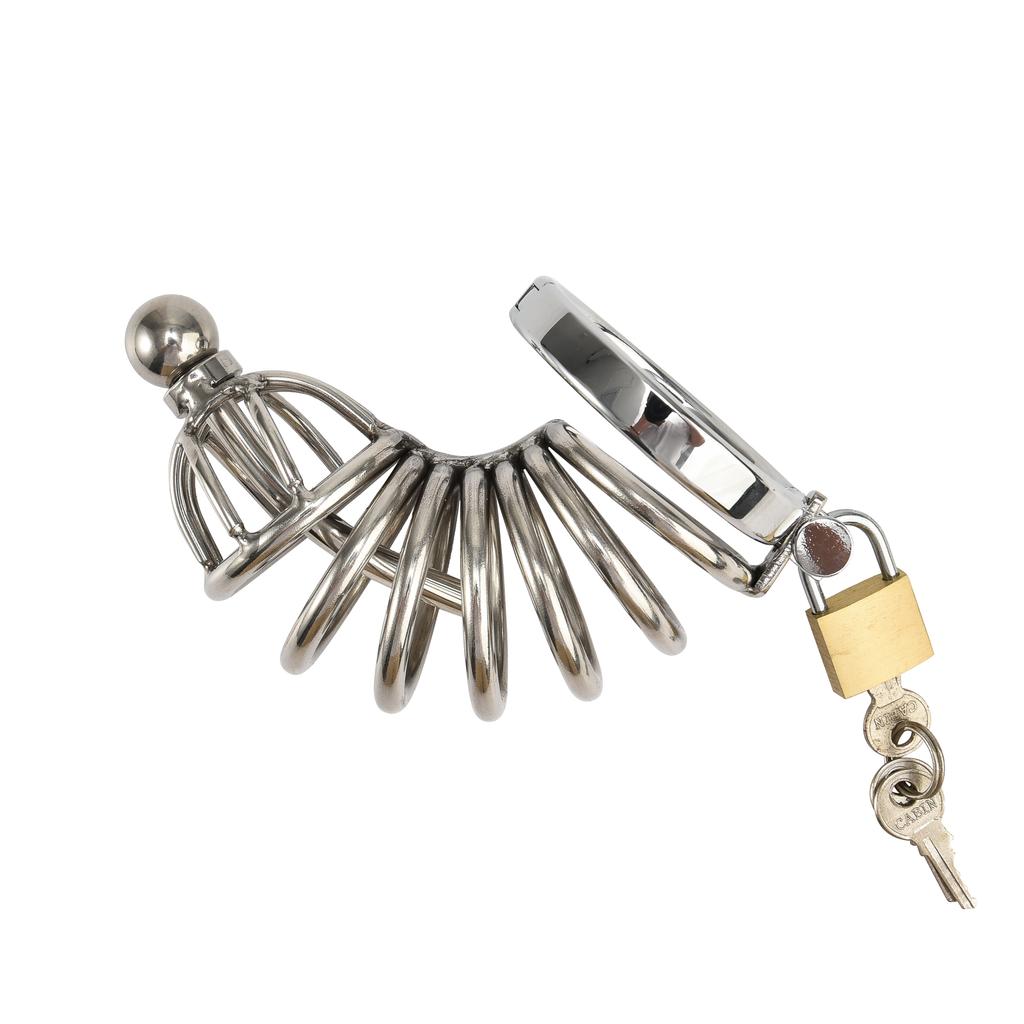 Stainless Steel Penis Lock Bird Chastity Cage Cock Ring Urethral Plug Sound Metal Slave Bondage Restraint Belt Sex Toy Male
