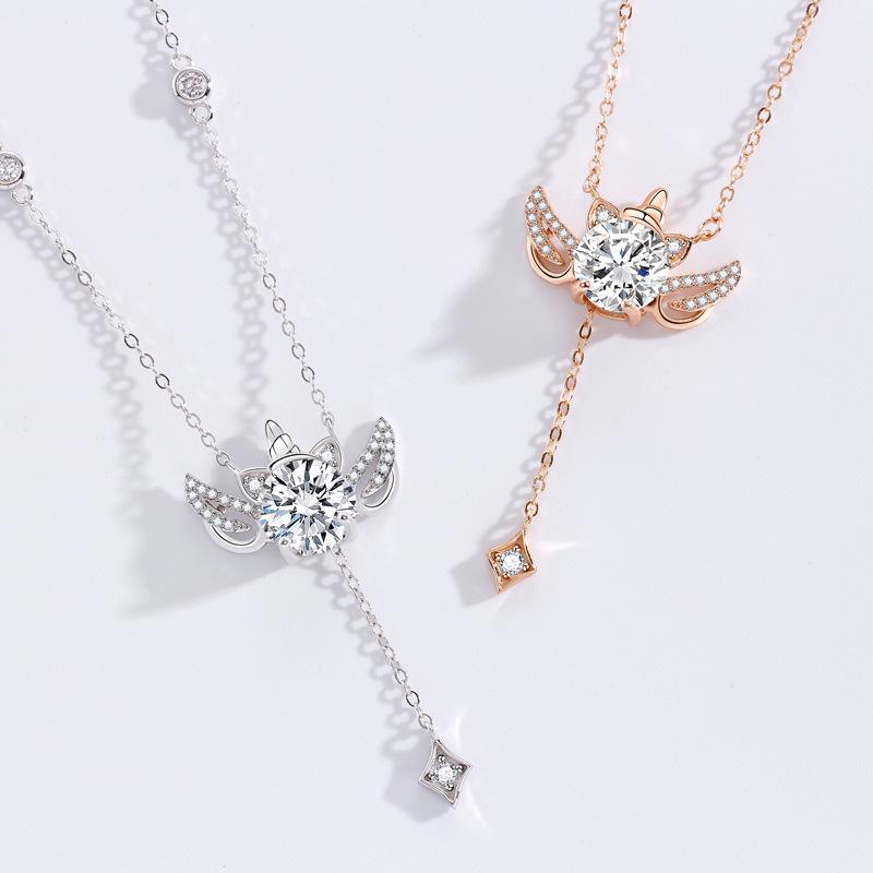 Ожерелье Dream Unicorn для женщин, легкое, роскошное, премиум, с крыльями ангела, с сердечком купидона, с бриллиантами
