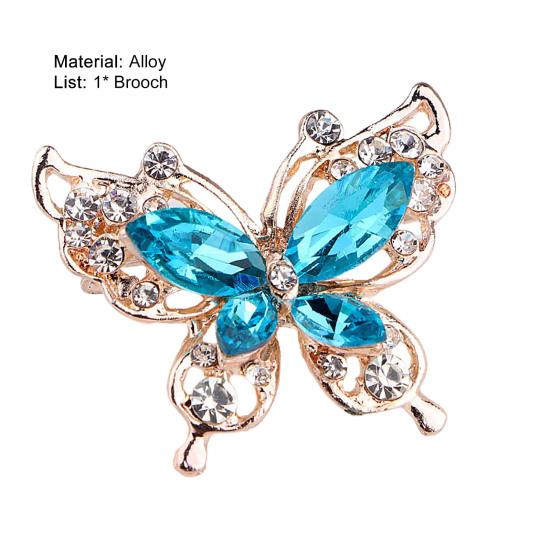Женская брошь в форме бабочки из нержавеющей стали со стразами разных цветов для выпускного вечера