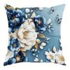 Blue and White Gilded Floral Pattern Home Decor Pillowcase Living Room Sofa Polyester Cushion Cover with Zipper