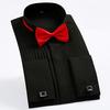 Quality Cufflinks Long Sleeve Men's Tuxedo Shirts with Bow Tie