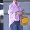 Womens Solid Color Loose Flared Sleeve Tops Ladies Long Sleeve Buttons T Shirt Blouse