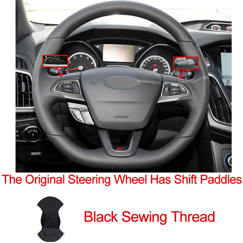 Hand Sewing Car Steering Wheel Cover Wrap For Ford Focus (RS | ST | ST-Line) 2015-2018 Kuga (ST-Line) Ecosport (ST-Line)