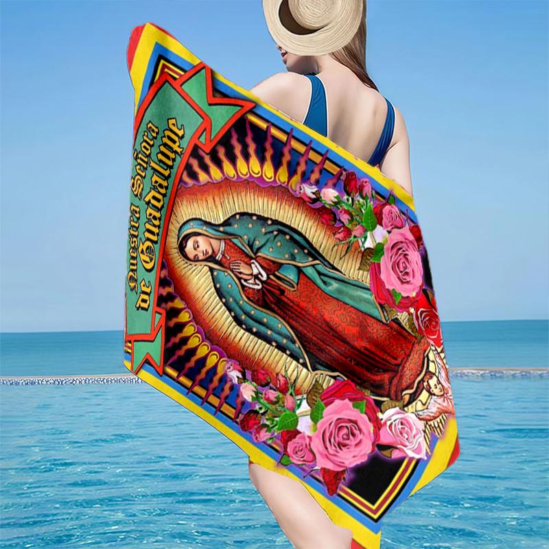 Our Lady Of Guadalupe Maria Beach Towel, Super Soft Microfiber, Gift for Her/Him, Birthday, for Pool, Beach, Travel, Home Decor Fan gifts