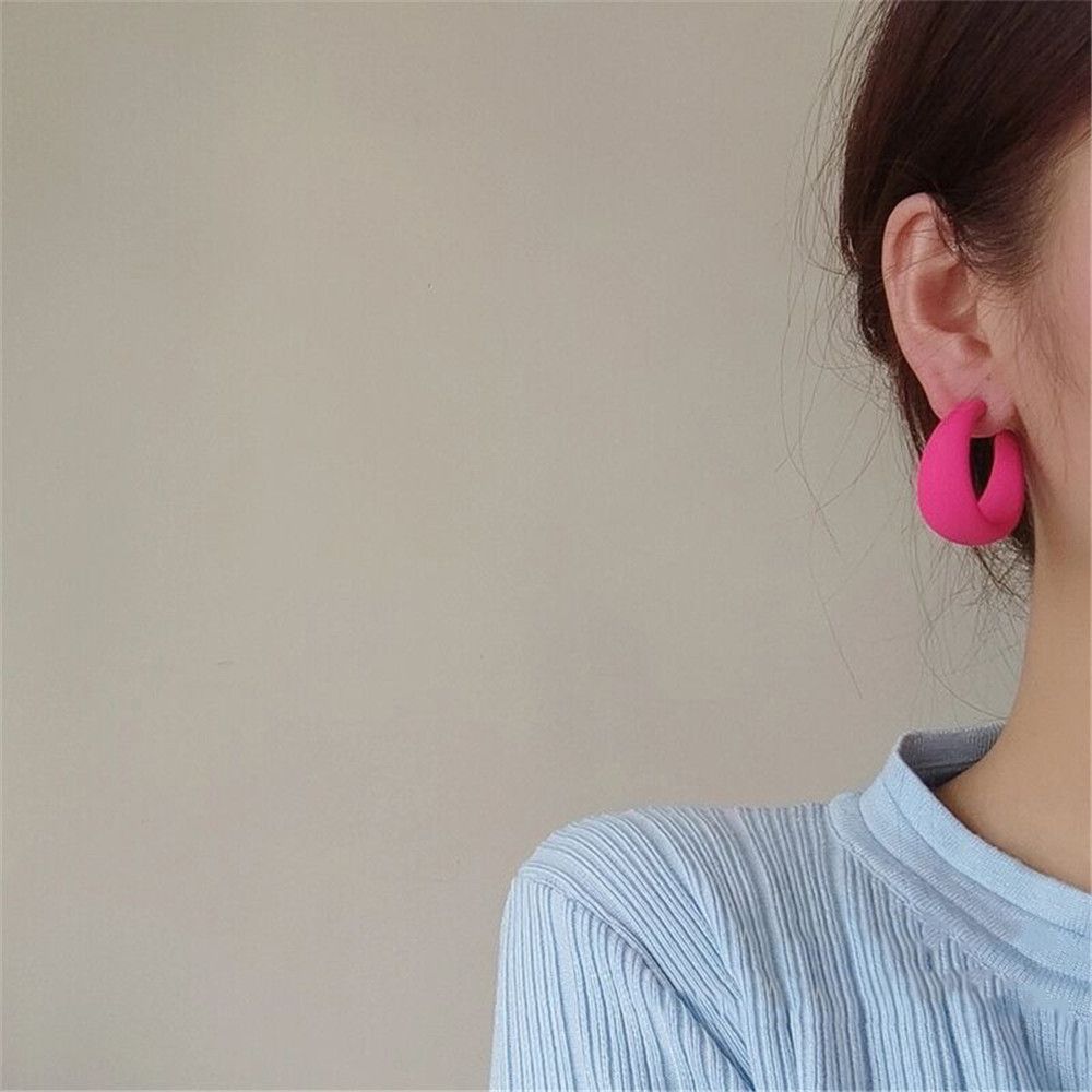 Korean Style Candy Color Fresh Jewelry Gifts Geometric Hoop Eardrop C-shaped Earring Dangler