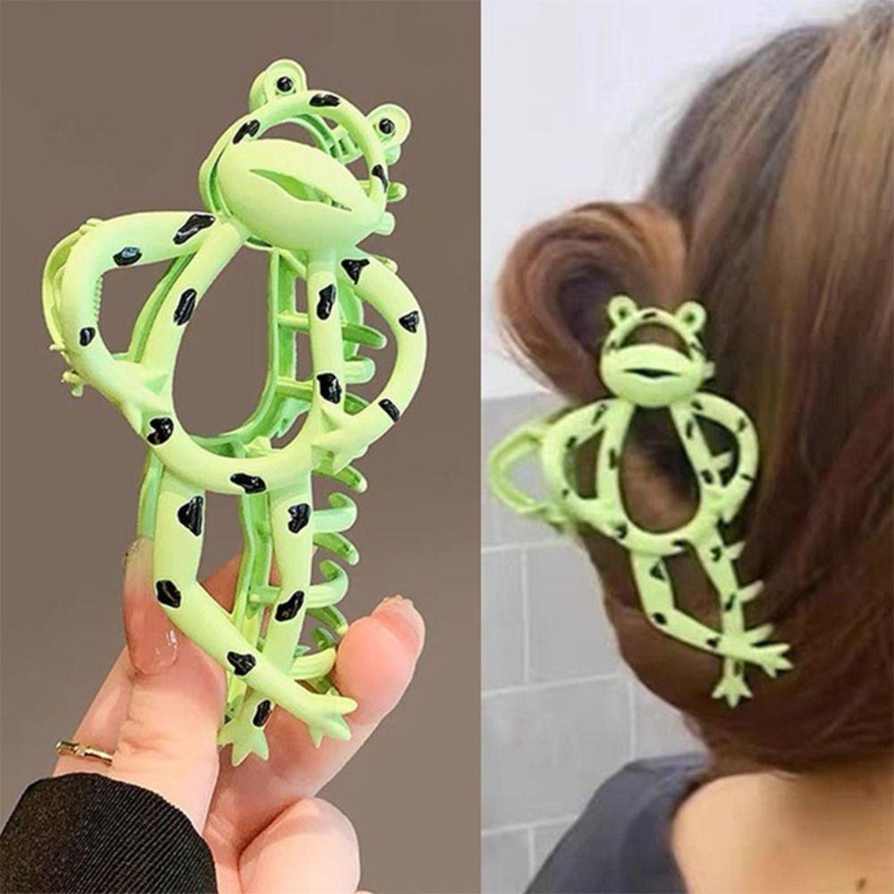 Metal Frog Hair Claw Cartoon Ponytail Hairpin Funny Frog Hair Clip Girls