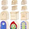 48 Pcs Mini Door Unpainted Fairy Window Party Decoration Tale Doors Decorate House Unfinished Crafts DIY Wood Chips Blank
