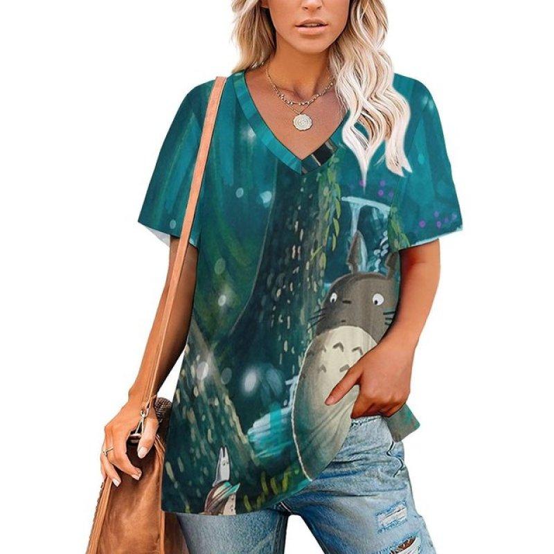 Fashion Women's Top Flowers Print T-shirt Short Sleeve Casual V-neck Tee 5xl Summer Female Holiday Oversized Women Pullover