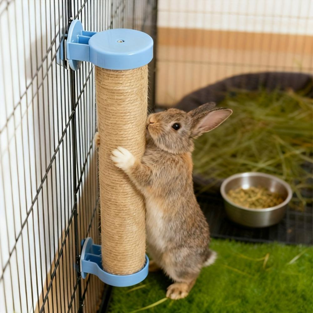 Natural Sisal Rabbit Scratch Post, Adjustable Angle Claw Scratcher, Interactive Climbing Toy for Rabbits Cats