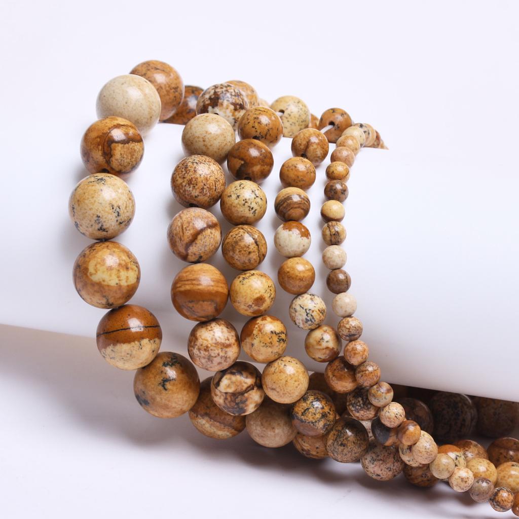 40-15 шт. 4-12 мм изображение яшмы натуральный круглый камень бусины DIY ожерелья аксессуары для изготовления ювелирных изделий