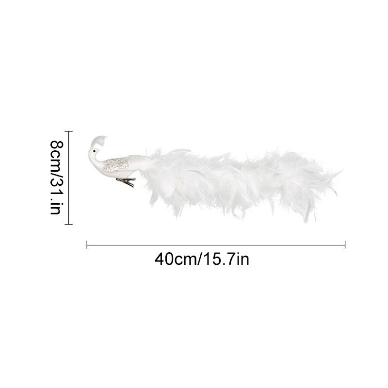 1/2 шт. Подвесной кулон Сверкающий белый павлин Дерево Декор с длинным хвостом 40 см Рождественское украшение Верхушки для рождественской елки На клипсах