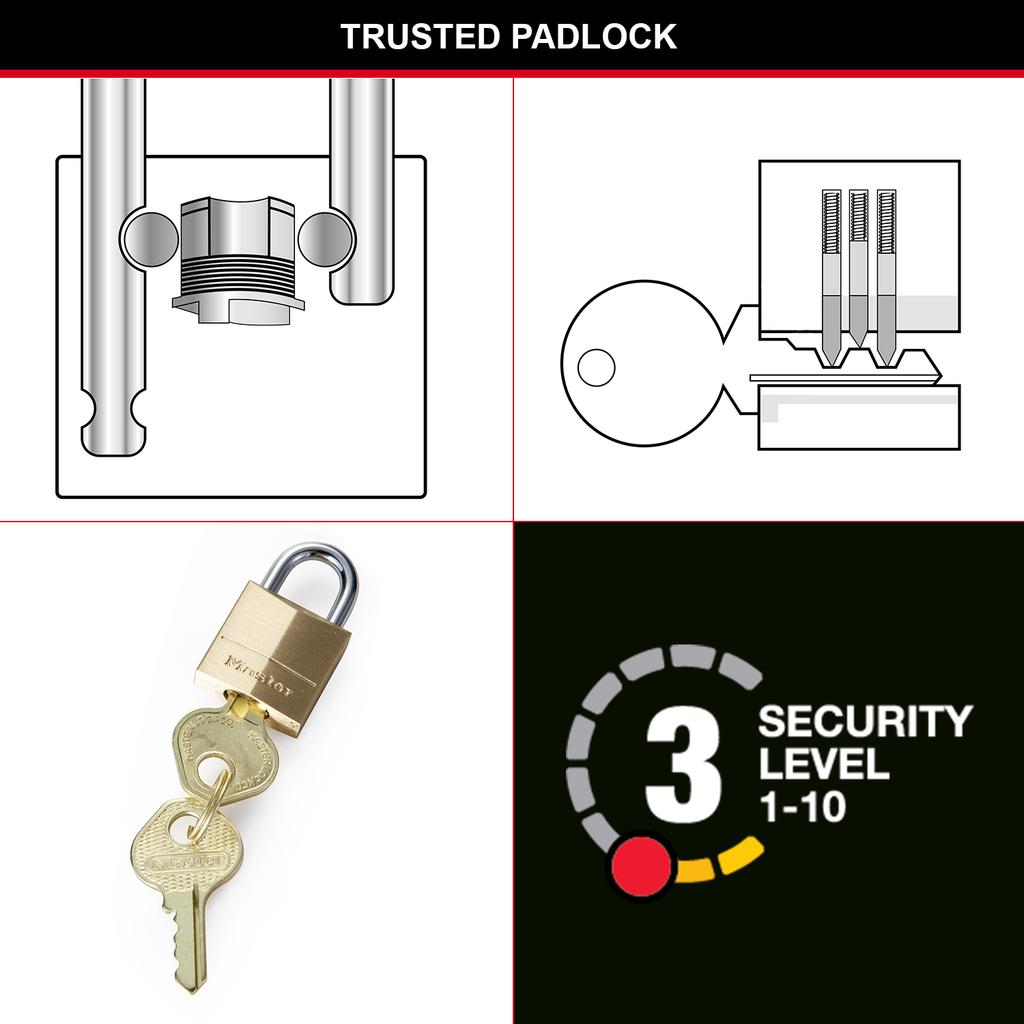Master Lock Small Brass Padlock, Key, 20x34x10 mm
