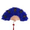 Handheld Peacock Feather Fan With Tassel Feather Dance Fan Elegant Folding Hand Fan  Home