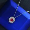 Gica Gema Ожерелья с подвеской из рубина, стерлинговое серебро 925 пробы, цветок, 1,3 карата, красный драгоценный камень, романтические ювелирные изделия, подарки для свадебной вечеринки, новый тренд