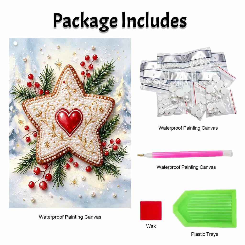 Christmas Pearl Painting Kit Handmade DIY Home Decoration Painting Star Red Heart Berry Pine Branch