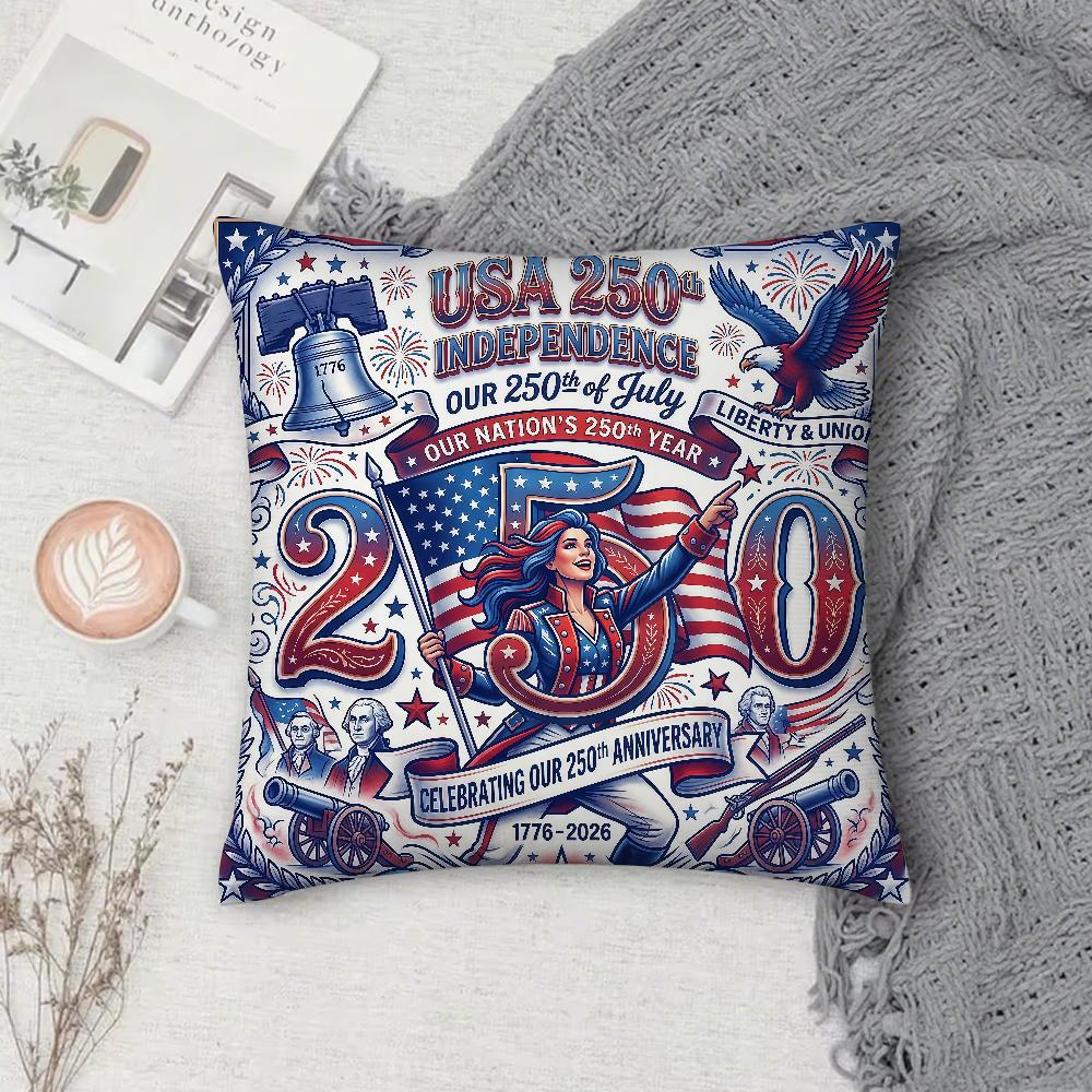 American th Anniversary Pillow Case Square DoubleSided Printing Sofa Cushion Cover Pillowcase Bedroom Bedside