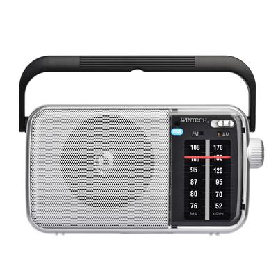 Портативное радио WINTECH с широким диапазоном FM, высокой чувствительностью, DSP, большой дисплей настройки, серебристый разъем для наушников, питание от батареи, переменный ток