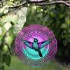 Hummingbird Wind Spinner 10 Inch Metal Art Chime with 360 Hanging Hook Colorful Purple Pink Blue Design for Balcony Garden Decor Outdoor Gift