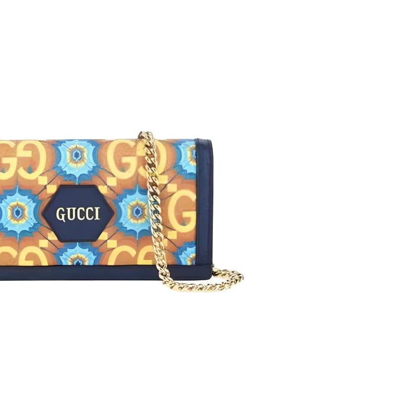 GUCCI WOC Cow Leather Crossbody Bags Women's Blue & Orange 676294-UL9AG-4271