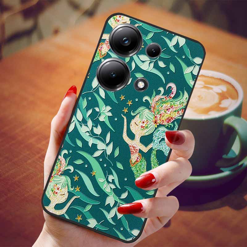 For Redmi Note 13 Pro 4G Case Flower 3D Relief Silicon Soft Phone Back Cover for Xiaomi Redmi Note13 Pro 4G Protection Shell TPU