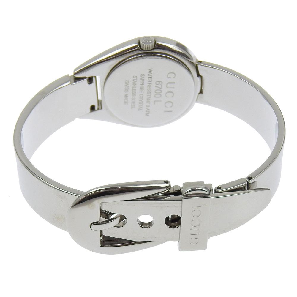 Gucci Часы 6700L черный циферблат нержавеющая сталь кварцевый аналоговый дисплей женские б/у