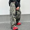 Американские ретро стираные камуфляжные джинсы-полумесяц мужские и женские свободный силуэт дизайнерский стиль старые широкие брюки