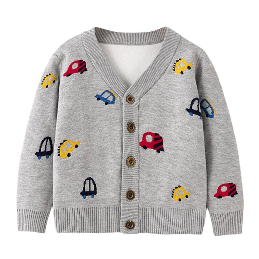Spring And Fall Children Cardigans Cartoon Car Print Sweater Cardigans Jacket Coat Boys Toddler Kids Clothing