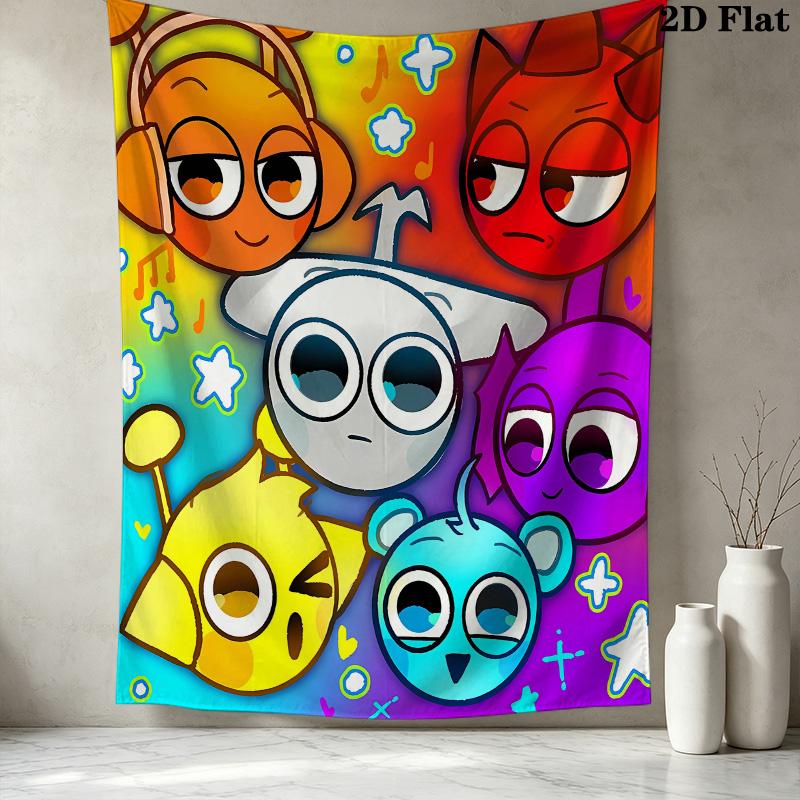 Sprunki Wall Tapestry Aesthetic Wall Hanging Printed Fabric Blanket Decorative Tapestries For Bedroom Living Room Home Decor