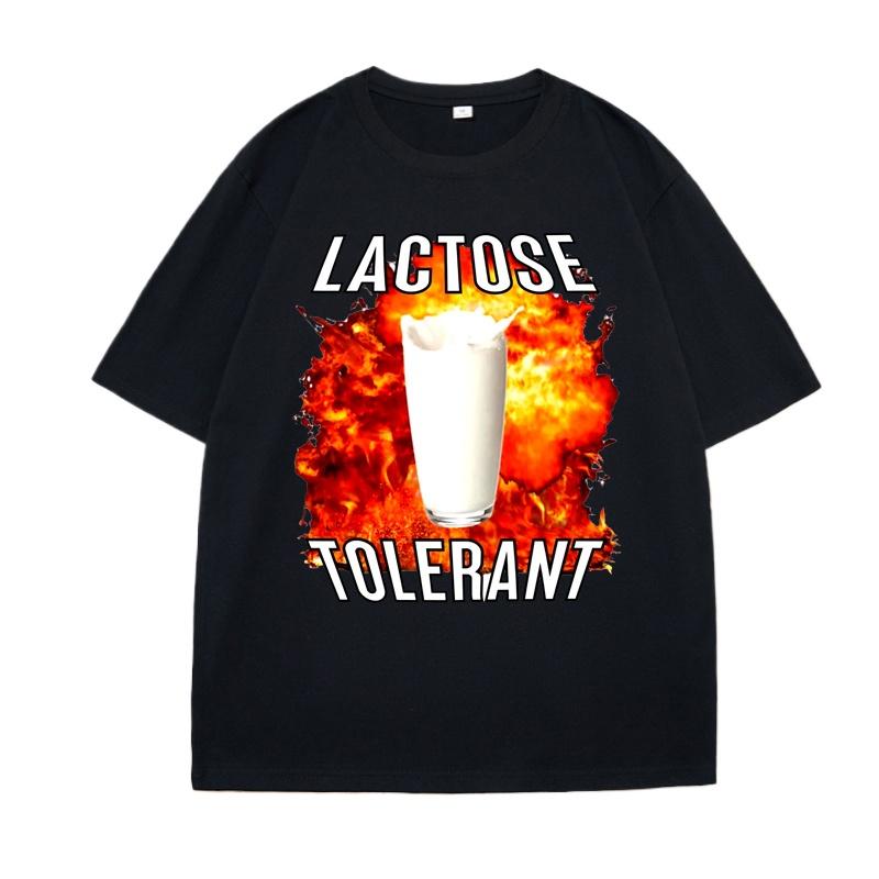 Lactose Tolerant Funny Meme TShirt Unisex Women Casual Printing Loose Shortsleeved Unisexs Womens Tshirts Clothes Tops Summer