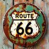Винтажная металлическая табличка Route 66 8x8 дюймов Ретро жестяная табличка для гаража мужской комнаты бара